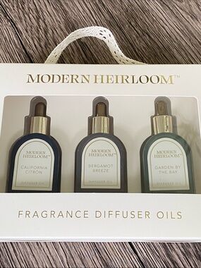 Modern Heirloom Fragrance Diffuser Oils  3 Bottle Set Sand & Fog NWT